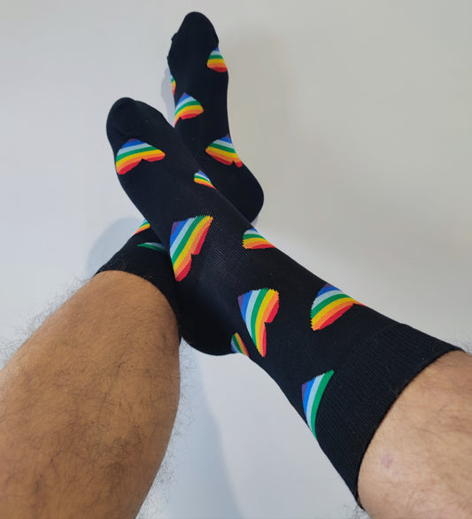 Chaussette Noir LGBT Rainbow