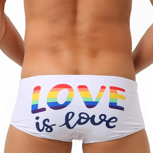 Cueca de Banho Mini Short Branco Homem UXH Arco-Iris 