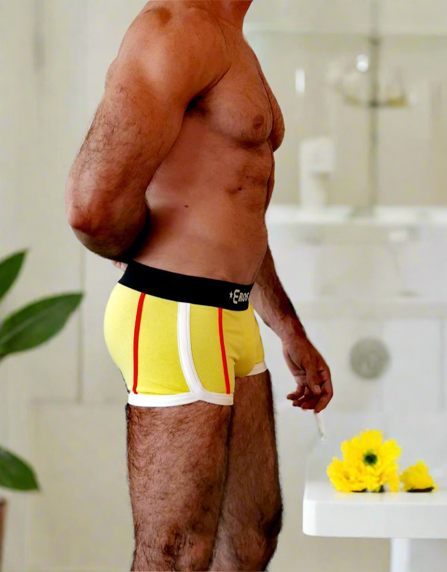 Boxer Court Homme Jaune Eroswear