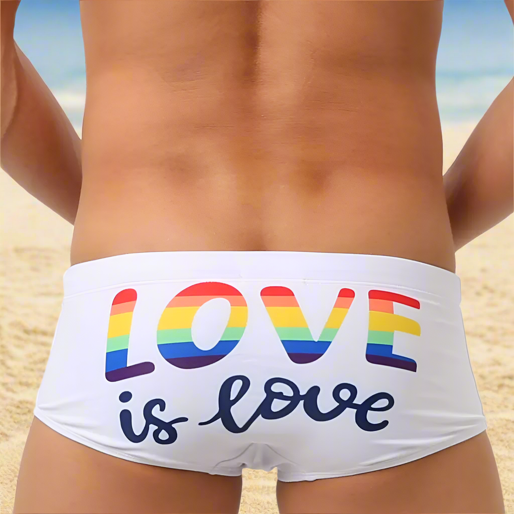 Maillot de Bain Mini Short Blanc Homme UXH Rainbow